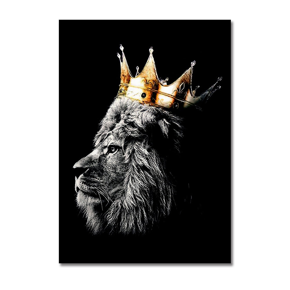 Amazing Black Lion King and Lioness Queen Canvas