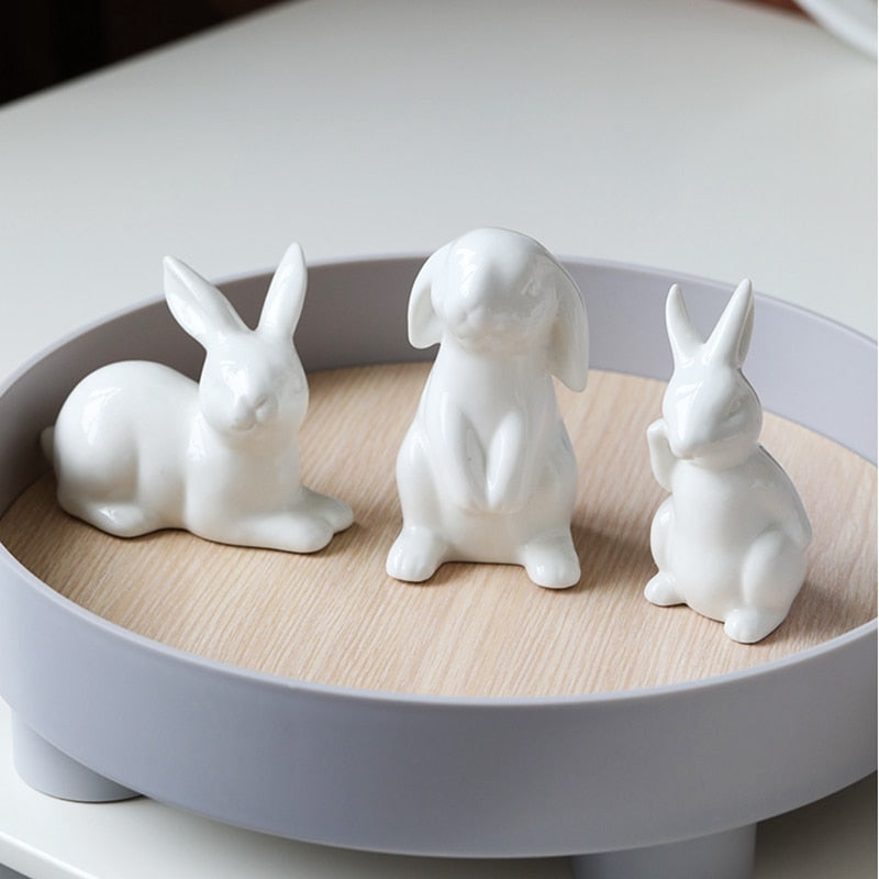 Cute Ceramics Rabbit Figurines