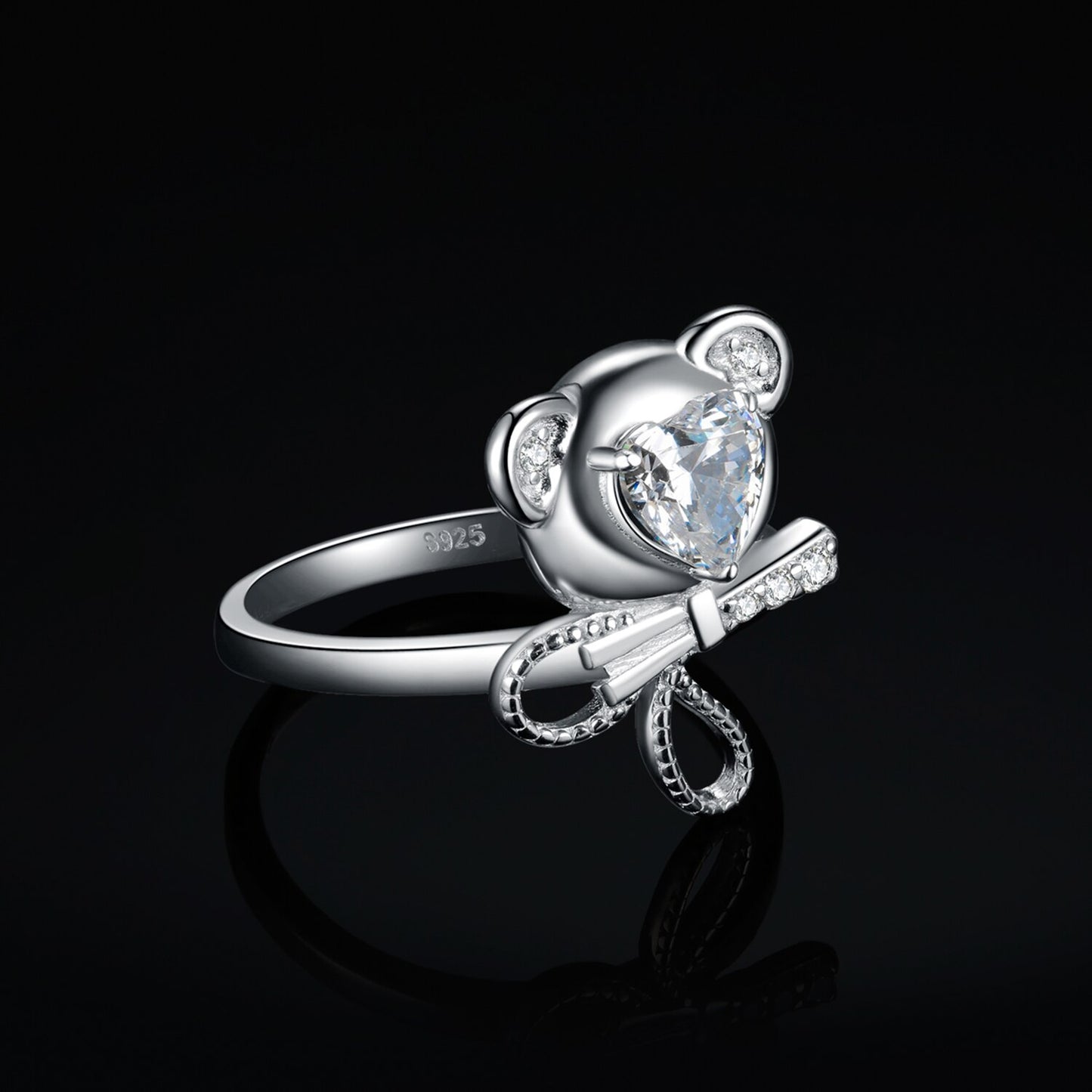 Luxurious Minimalist Pure S925 Silver bear Ring