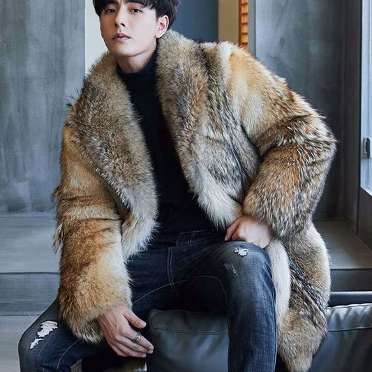 high-end wolf fur coat