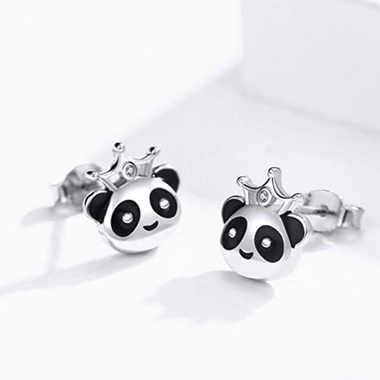 New Black Panda Stud Earrings