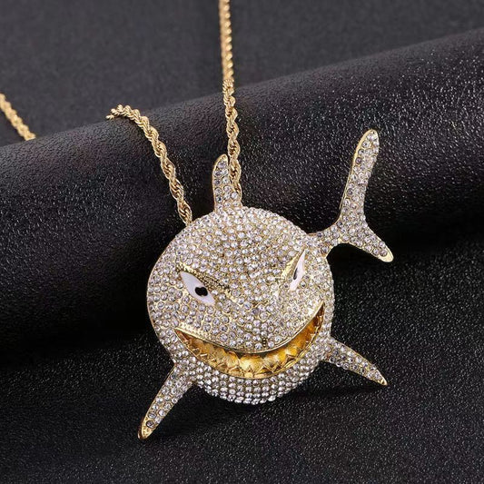 unique Shark Inlaid Zircon Necklace