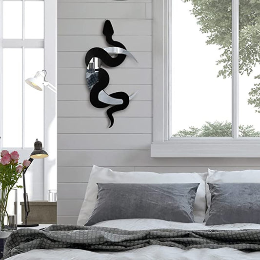 Unique Black Snake and Crescent Moon Mirror