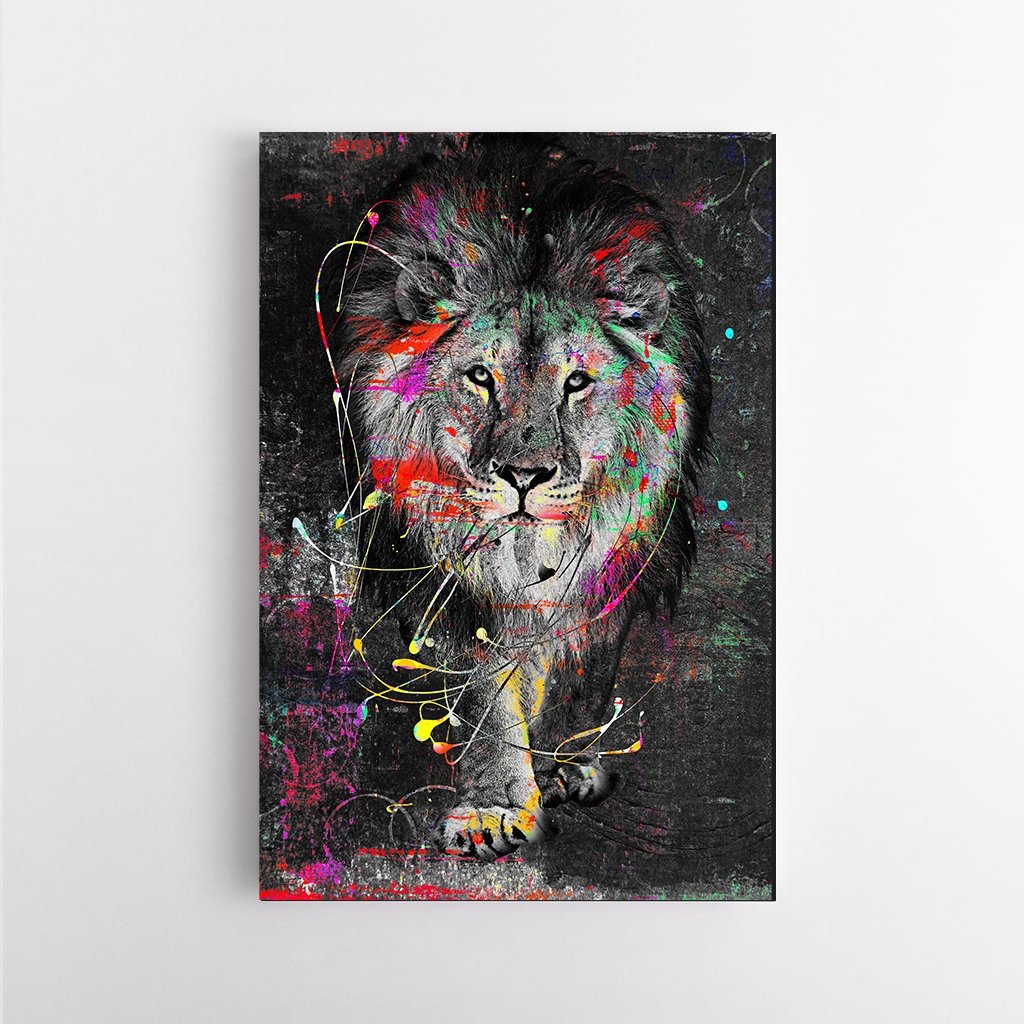 Amazing colorful lion canvas - animalchanel