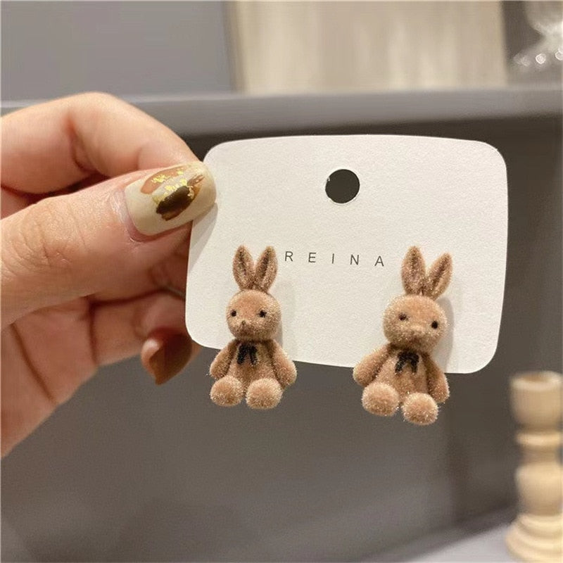 Adorable plush bunny earring - animalchanel