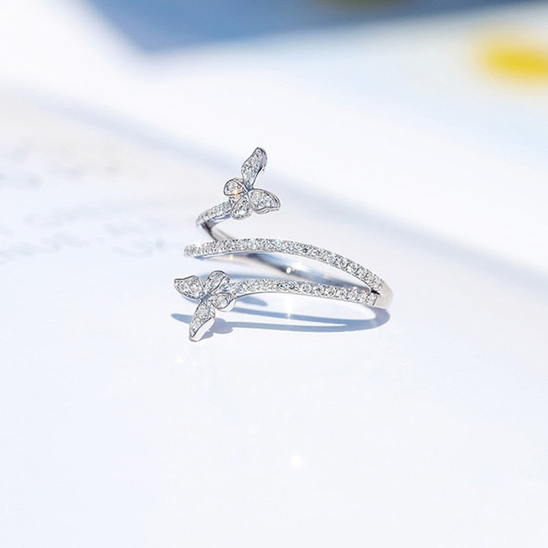 Unique Silver Butterfly Ring - animalchanel