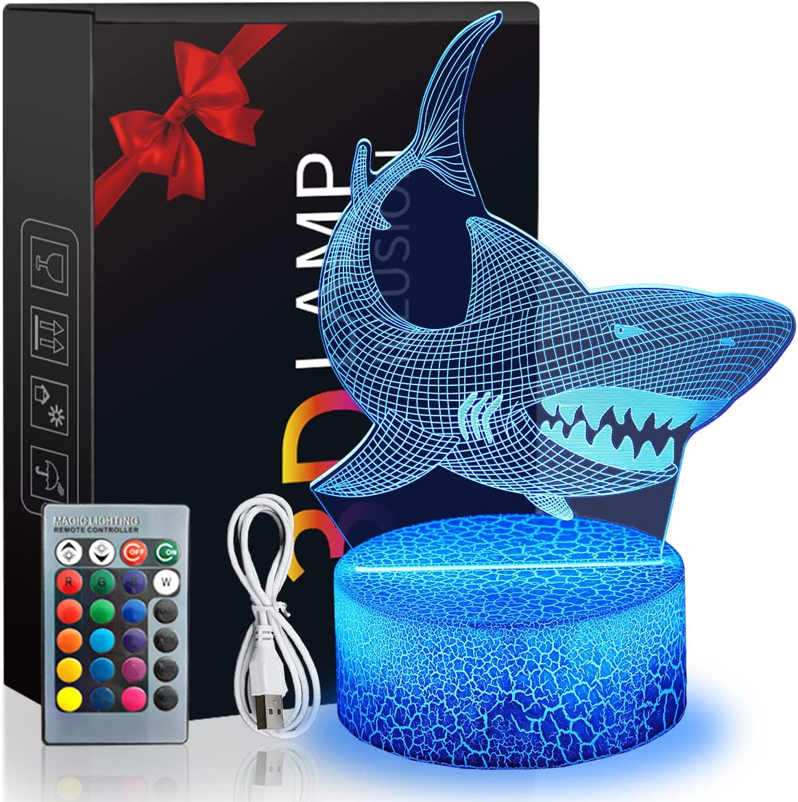 Amazing 3D Shark Lamp - animalchanel