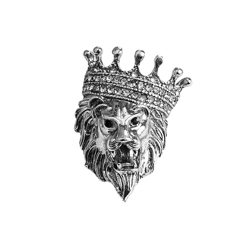 Lion Head Crystal  Brooch - animalchanel