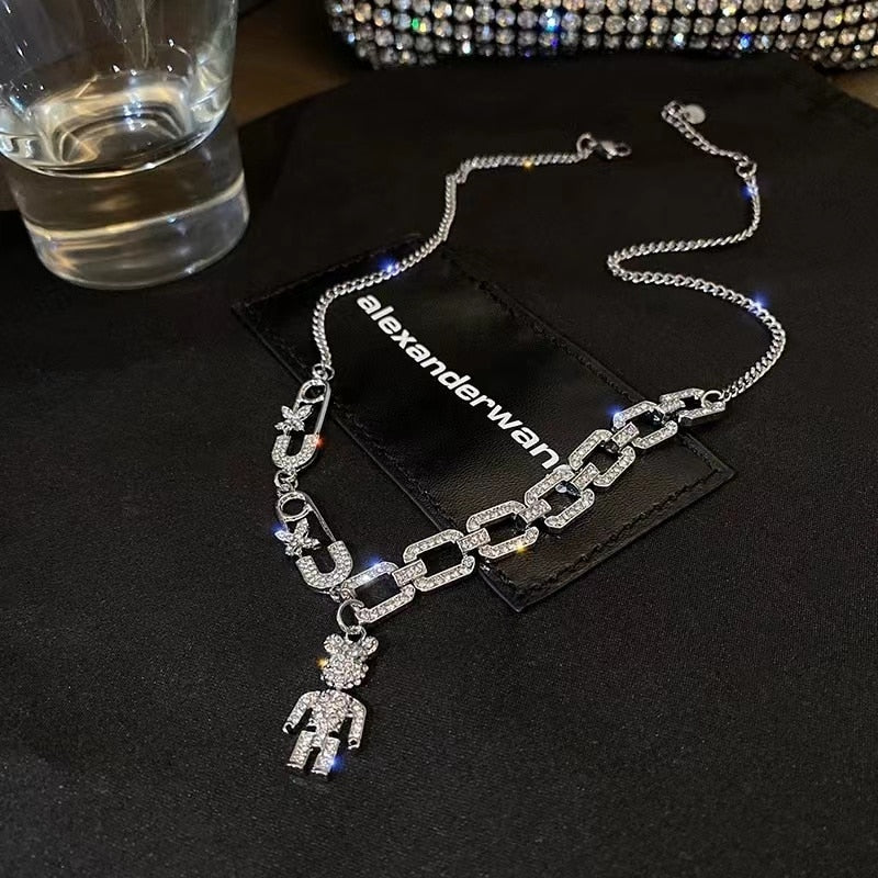 Cute Multilayer Crystal Bear Necklace