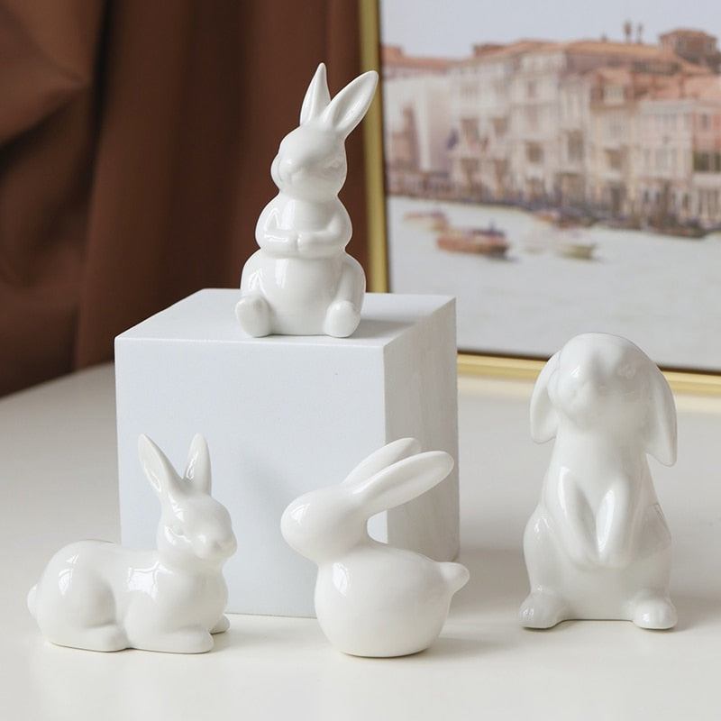 Cute Ceramics Rabbit Figurines