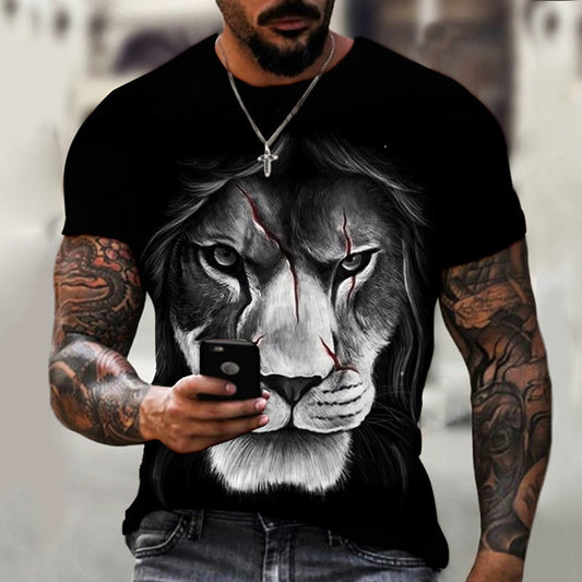 Black and White Warrior Lion T-shirt