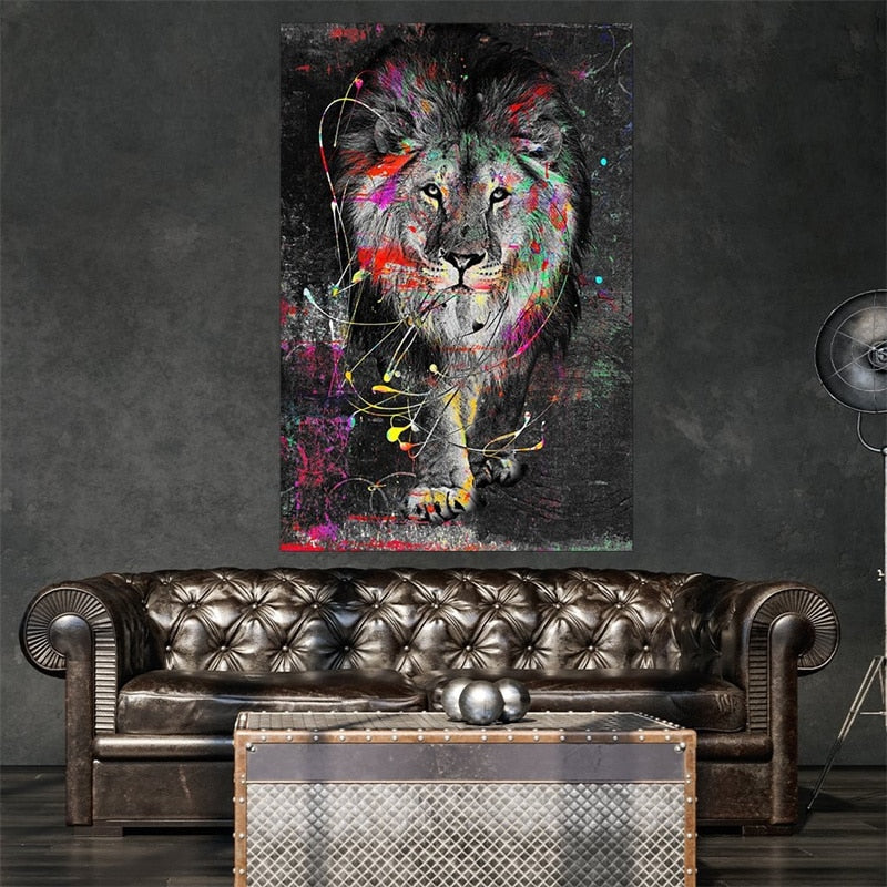 Amazing colorful lion canvas - animalchanel