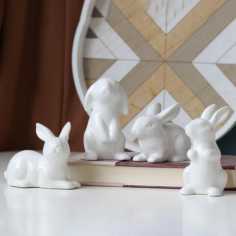 Cute Ceramics Rabbit Figurines