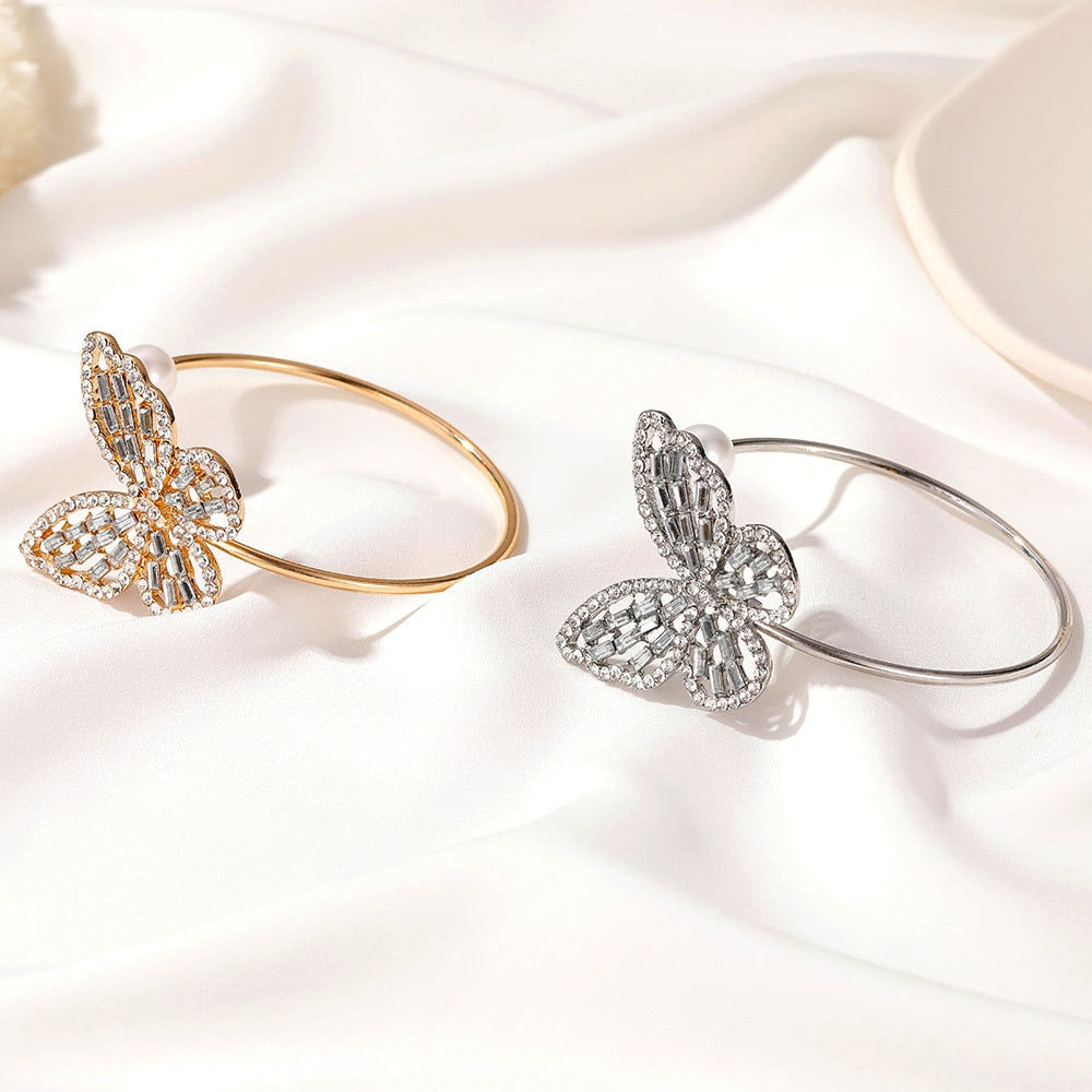 Luxury Pearl Crystal Butterfly Bracelets