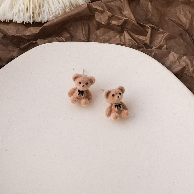 cute plush bear earring